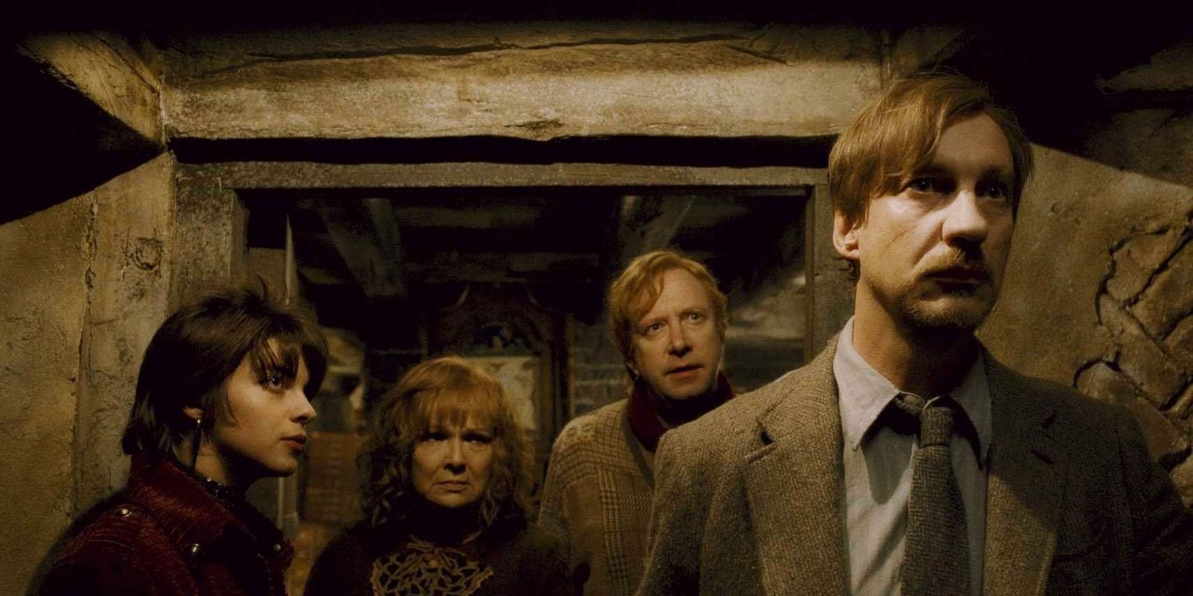 Remus, Nymphadora, Molly Weasely, and Arthur Weasely.