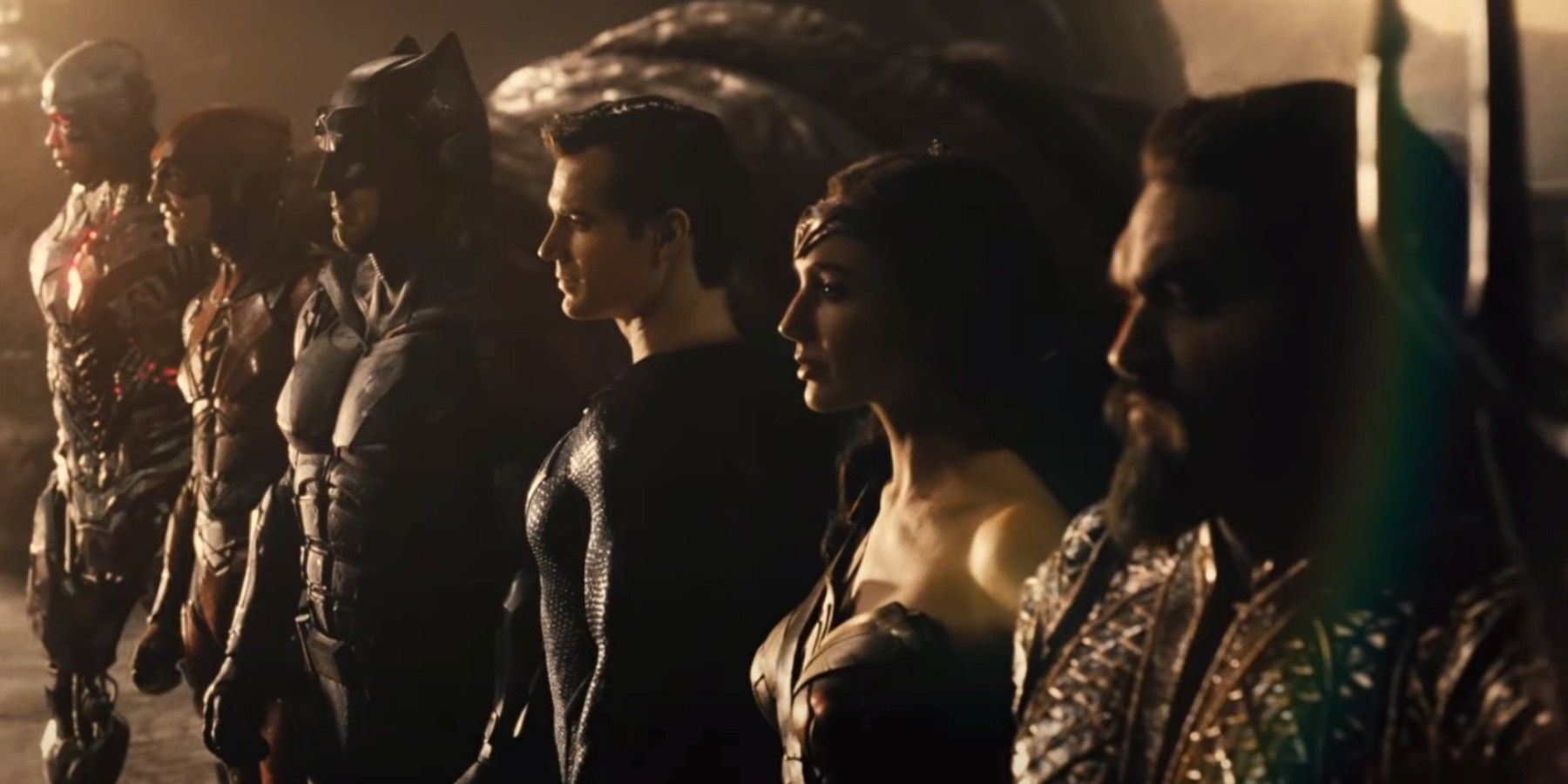 The Justice League gazing at their victory in Zack Snyder's Justice League