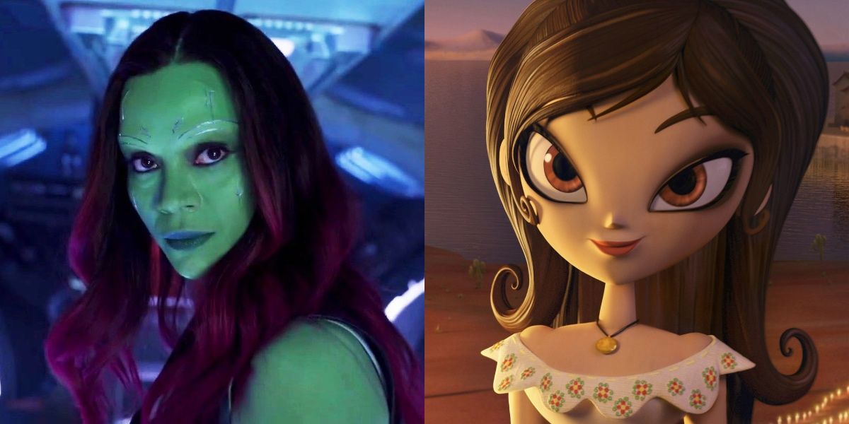 Saldana as Gamora and voicing Maria in The Book Of Life
