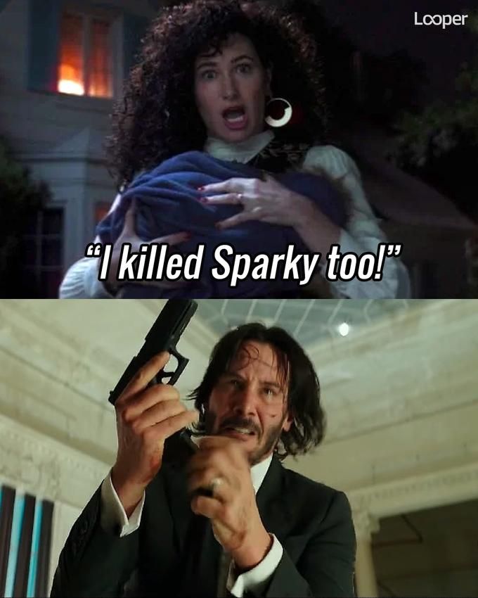 Agatha Harkness killing Sparky, featuring John Wick