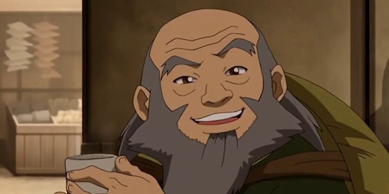 Iroh bebendo chá em Avatar: The Last Airbender