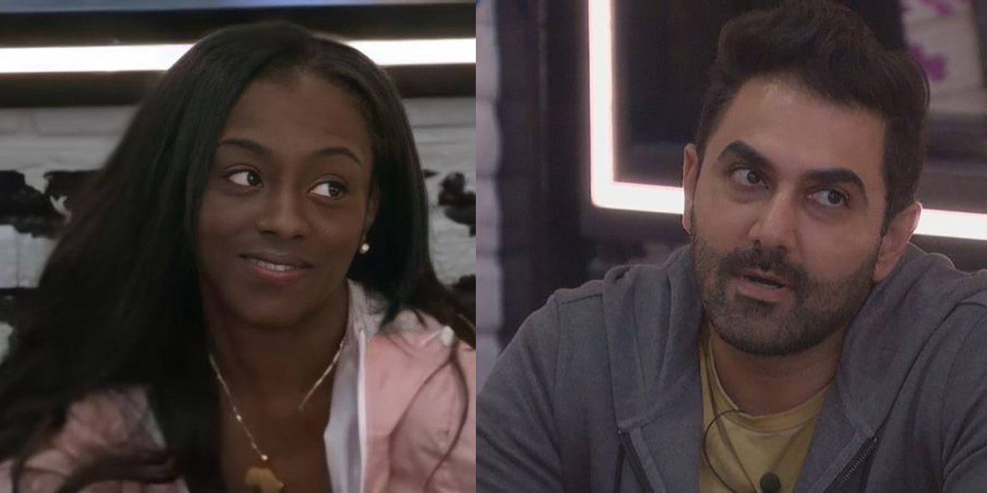 Split image of Da'Vonne and Kaysar from Big Brother, both with their heads slightly tilted to the right