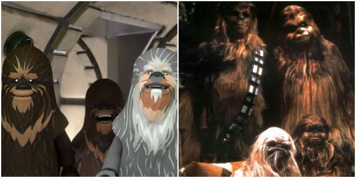 Chewbacca's family in the LEGO and regular Star Wars holiday special
