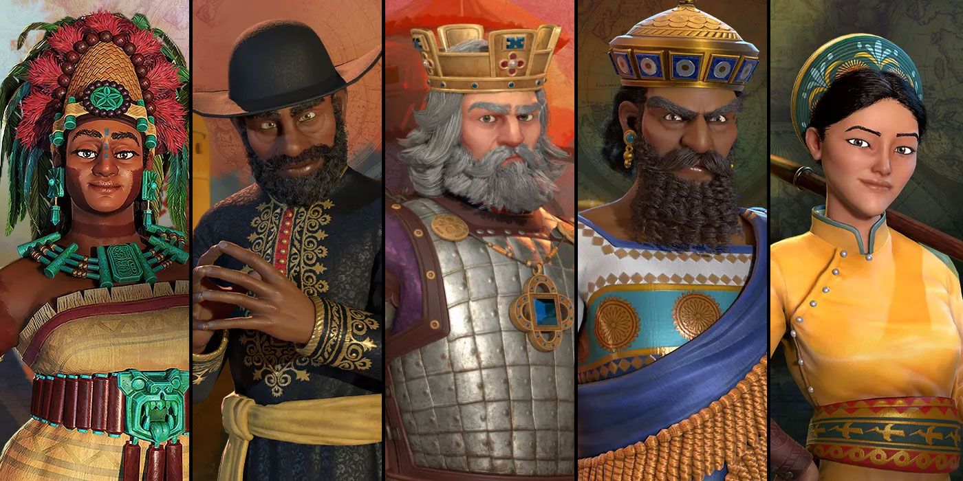 Five characters from Civilization 6's New Frontier Pass