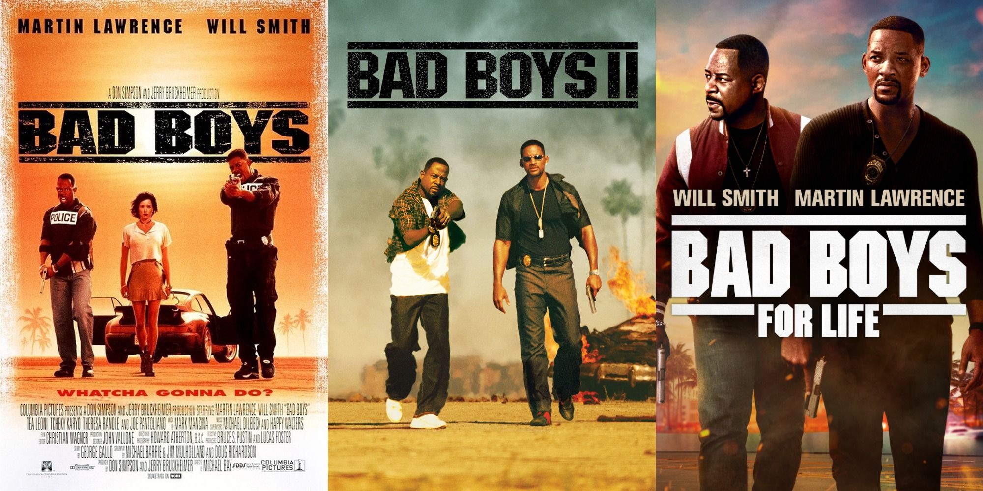combined posters for Bad Boys 1, 2, 3 featuring Will Smith and Martin Lawrence