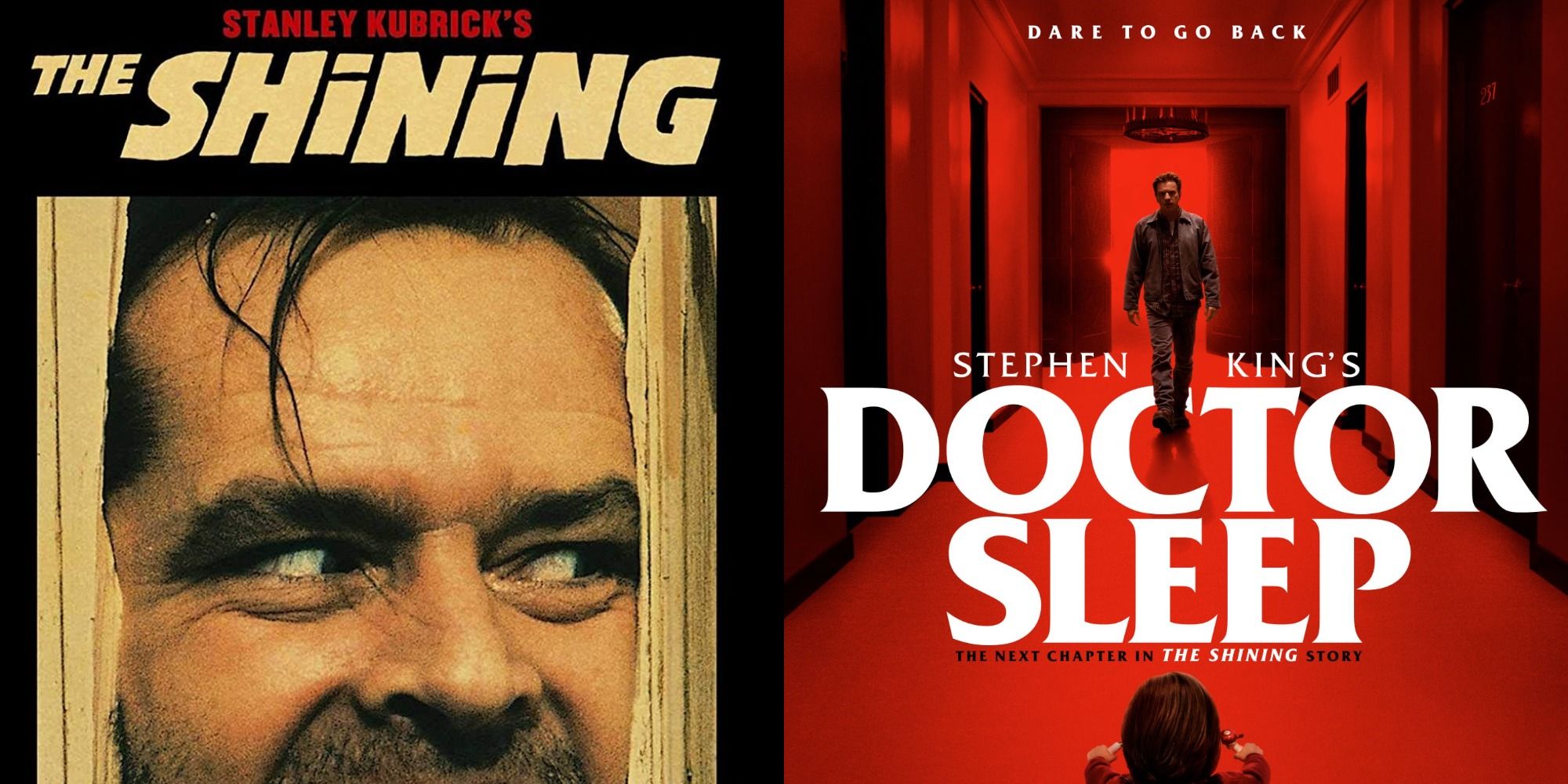 combined posters for The Shining and Doctor Sleep featuring Ewan McGregor and Jack Nicholson 