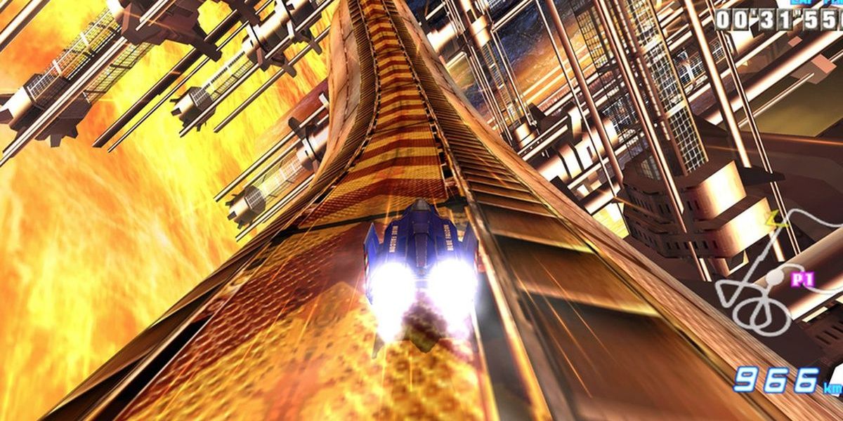 Captain Falcon racing in F-Zero GX on the Nintendo GameCube