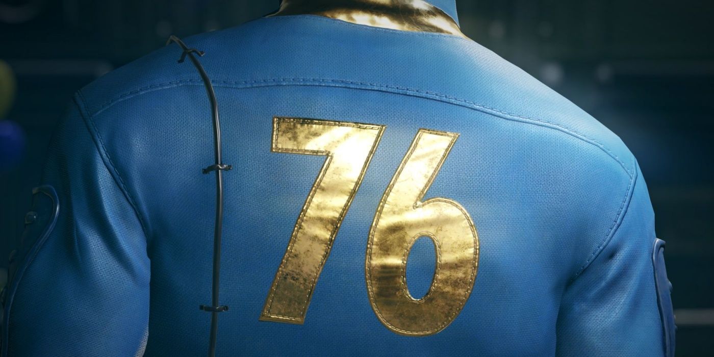 The number 76 on the back of a vault jumpsuit from Fallout 76