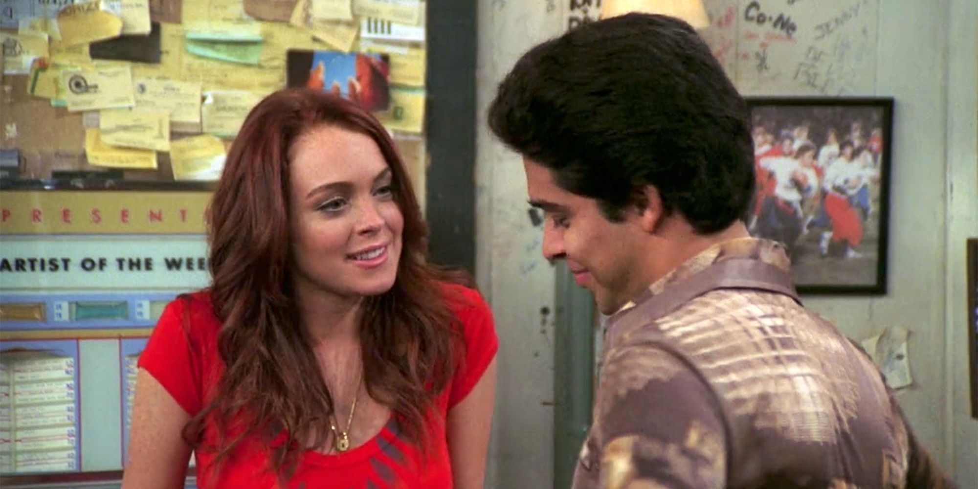 Fez and Danielle talking at the salon. 