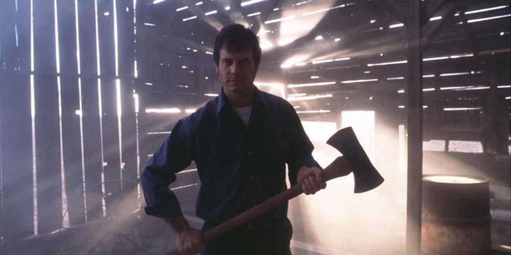 Dad Meiks holds ax in Frailty