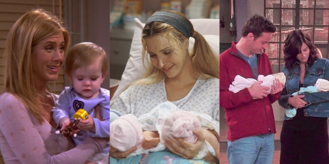 Rachel, Phoebe, and Monica with the babies of Friends.