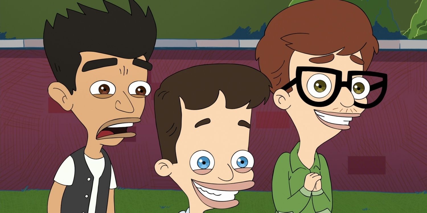Jay, Nick and Andrew hanging out together in Big Mouth 