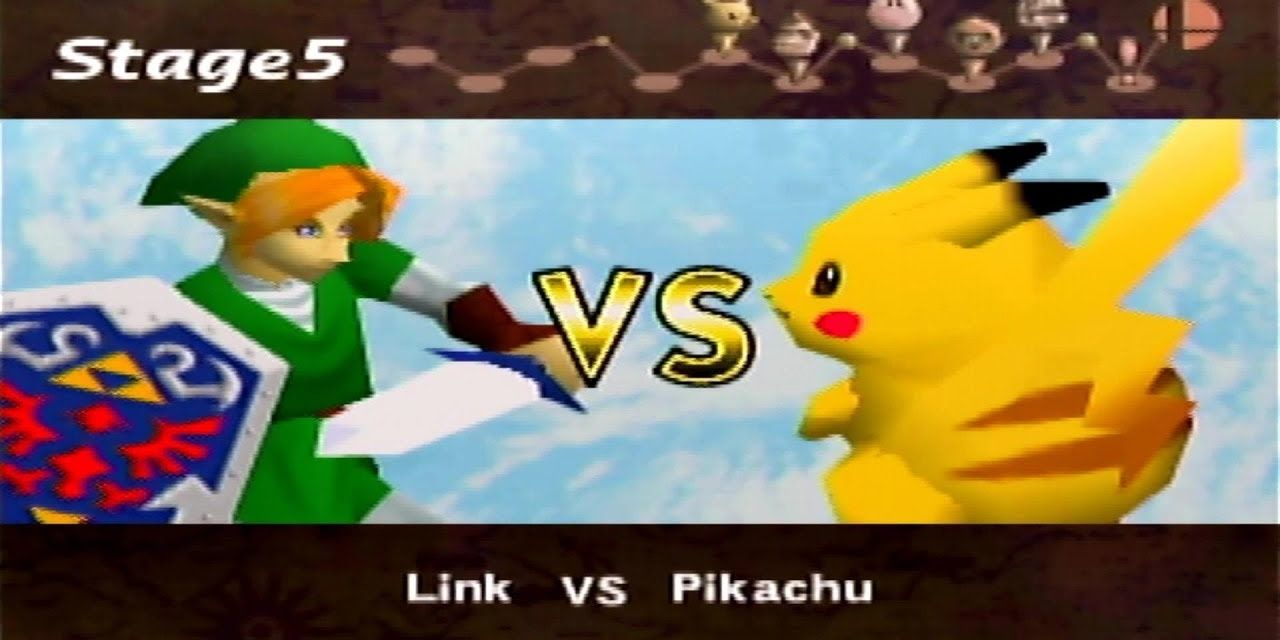 Link vd. Pikachu in Super Smash Bros. 