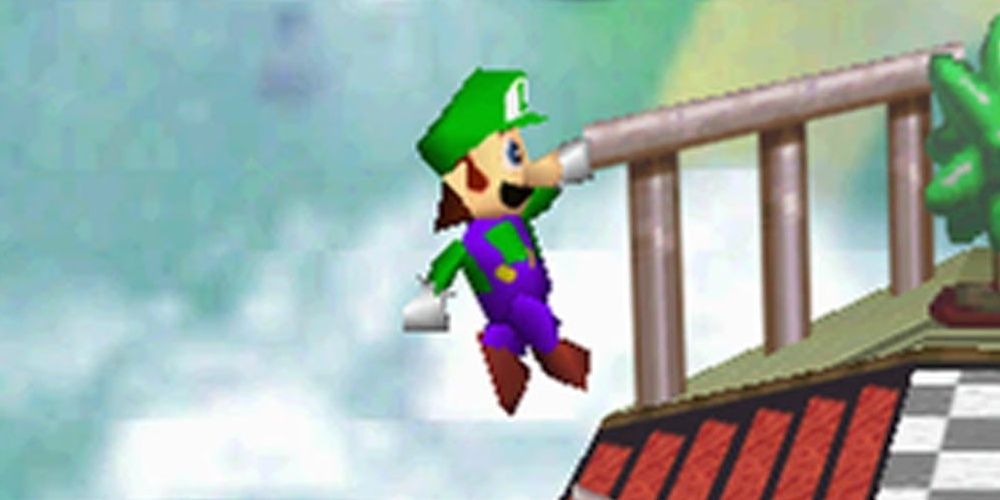 Luigi fighting in Super Smash Bros.