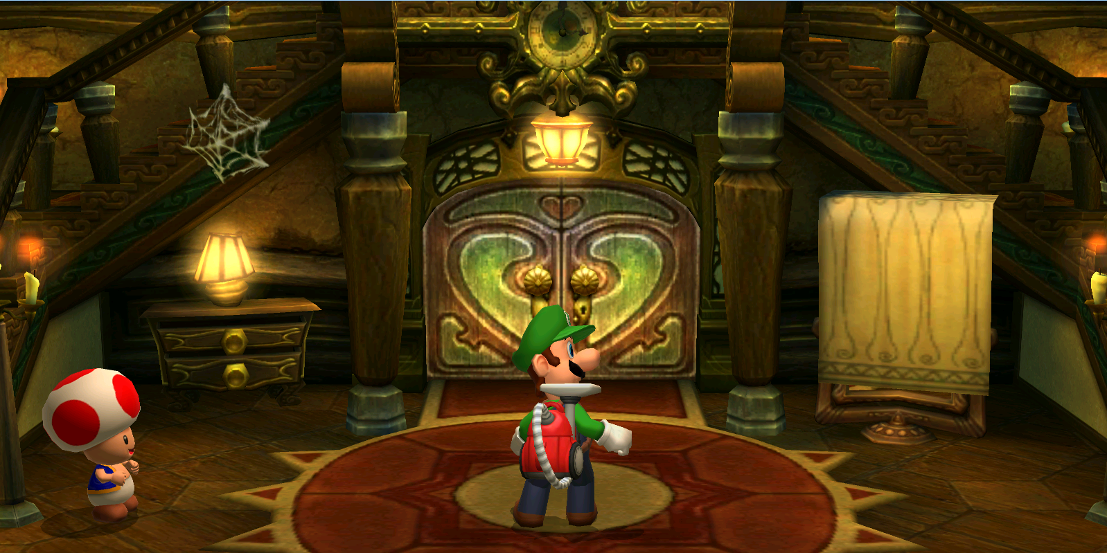 Luigi exploring the mansion in Luigi's Mansion 