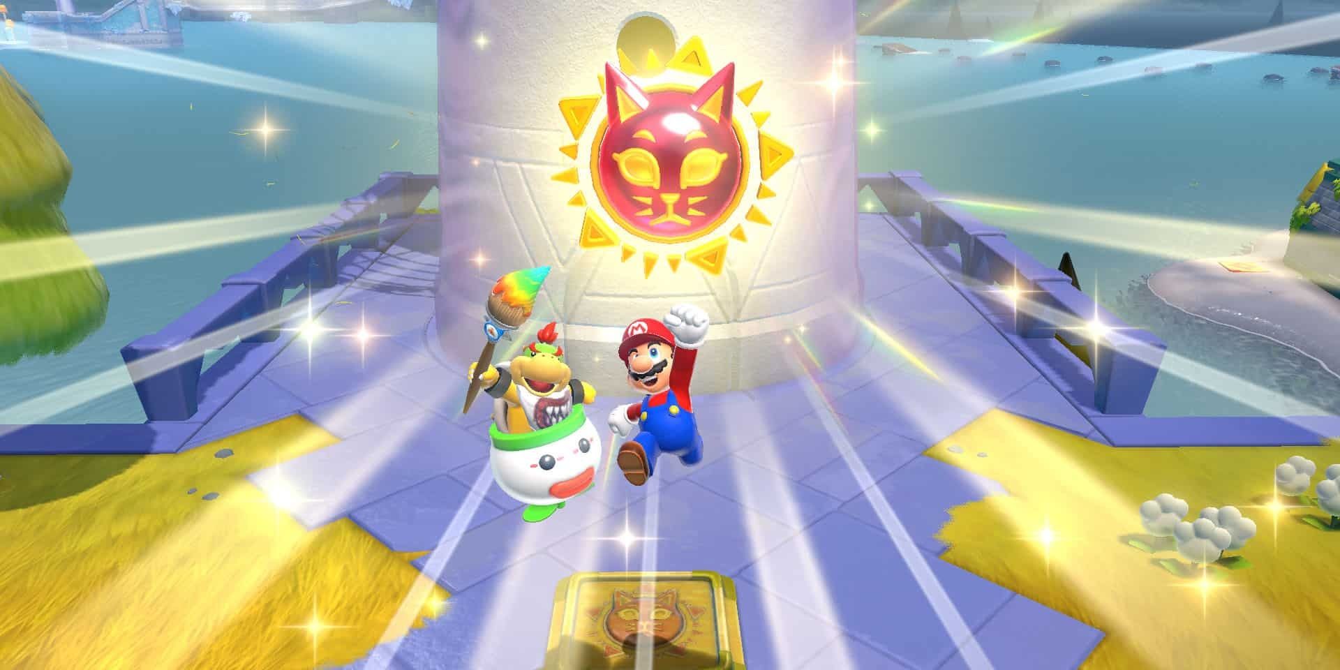 Mario and Bowser Jr. Celebrating Cat Shine 