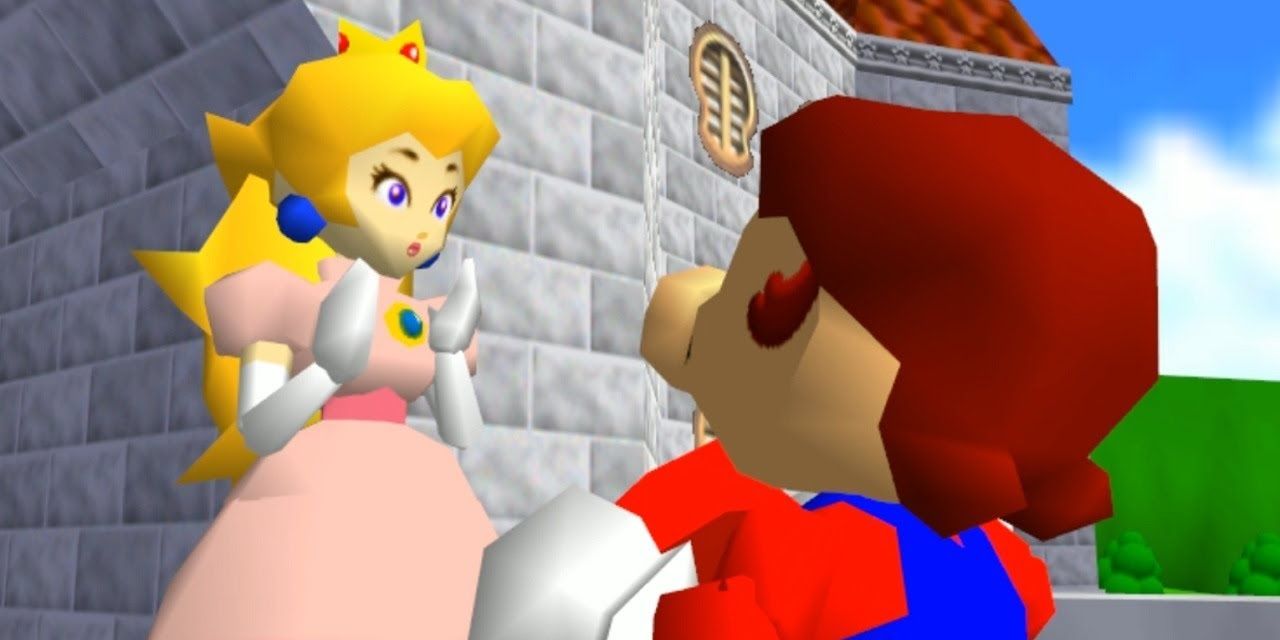 Mario and Peach at the end of the Super Mario 64.