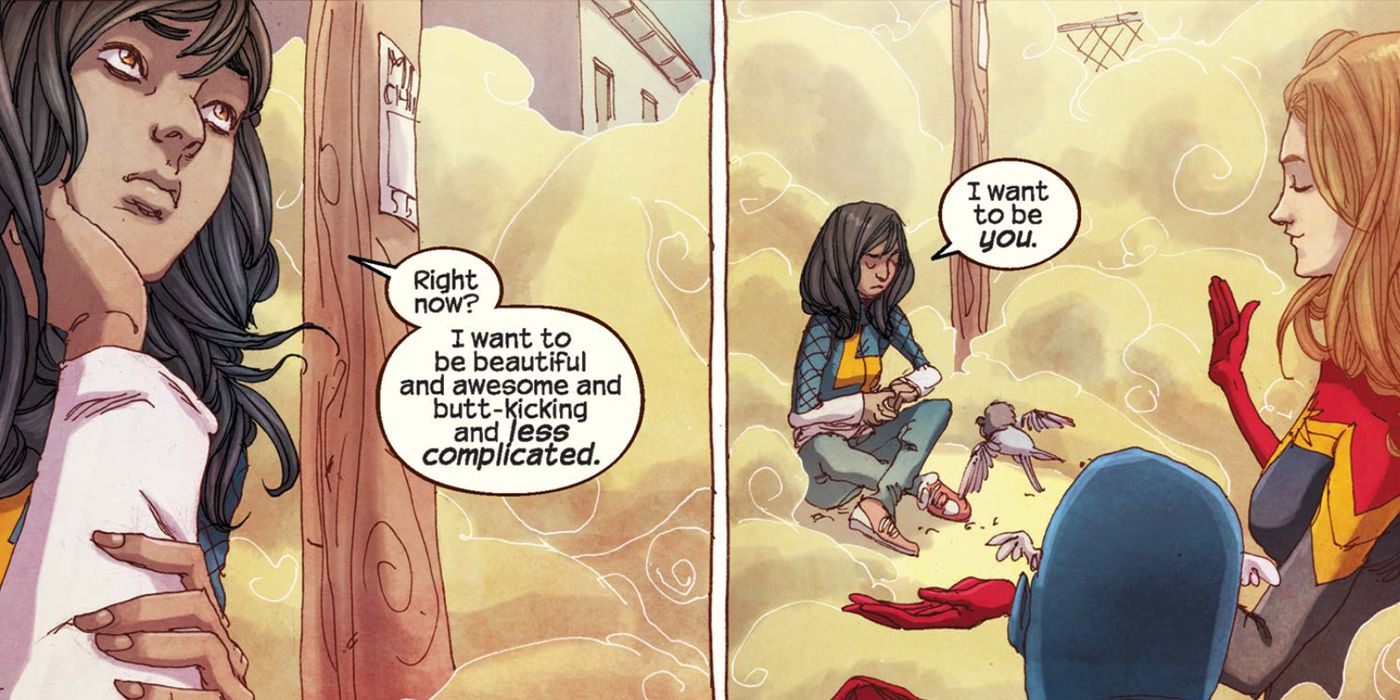 Kamala Khan's (Ms. Marvel) in her origin story with the Terrigen Mist.