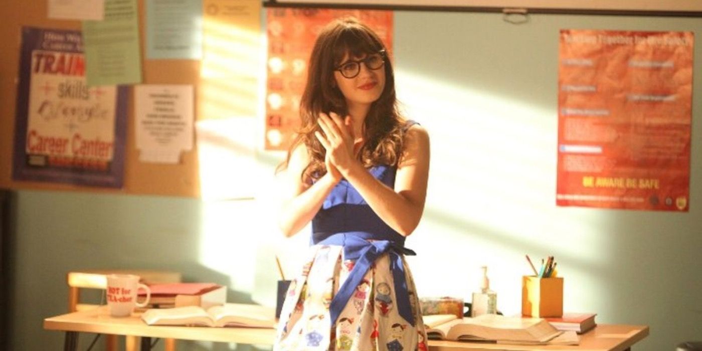 Jess Day in her classroom on New Girl.