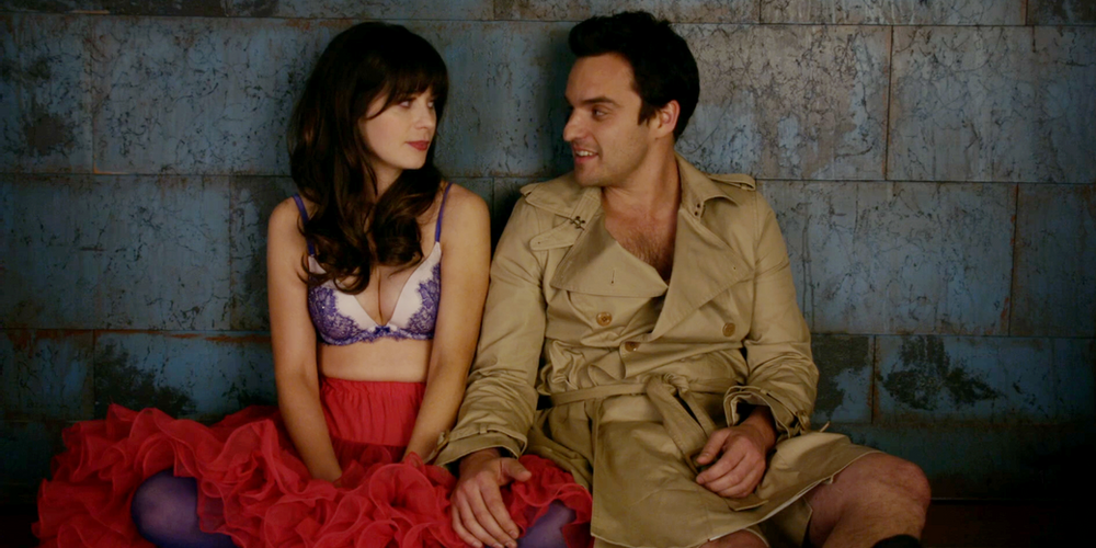 Nick and Jess playing True American in New Girl.