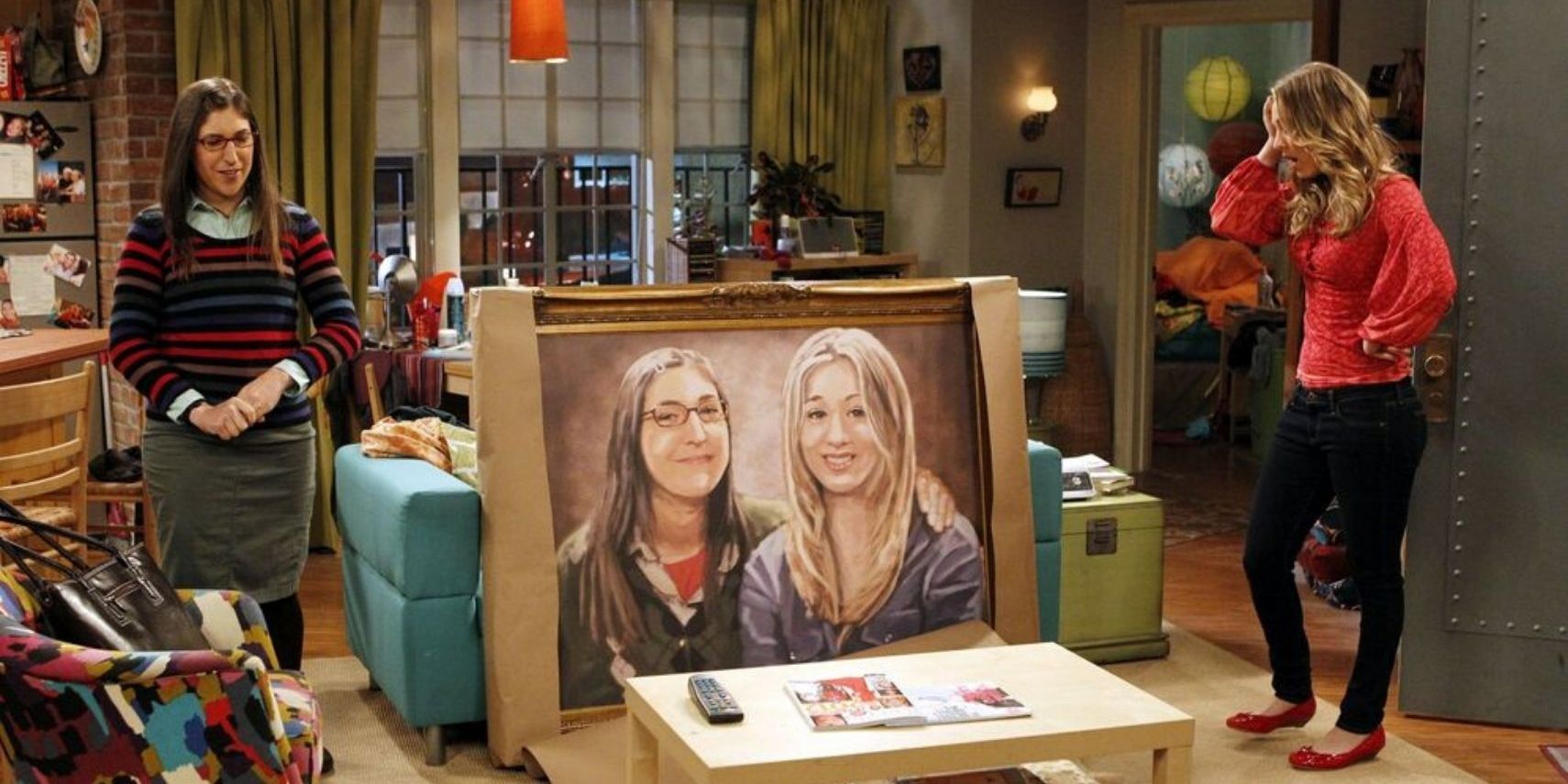 Amy shows Penny her commissioned oil painting of them