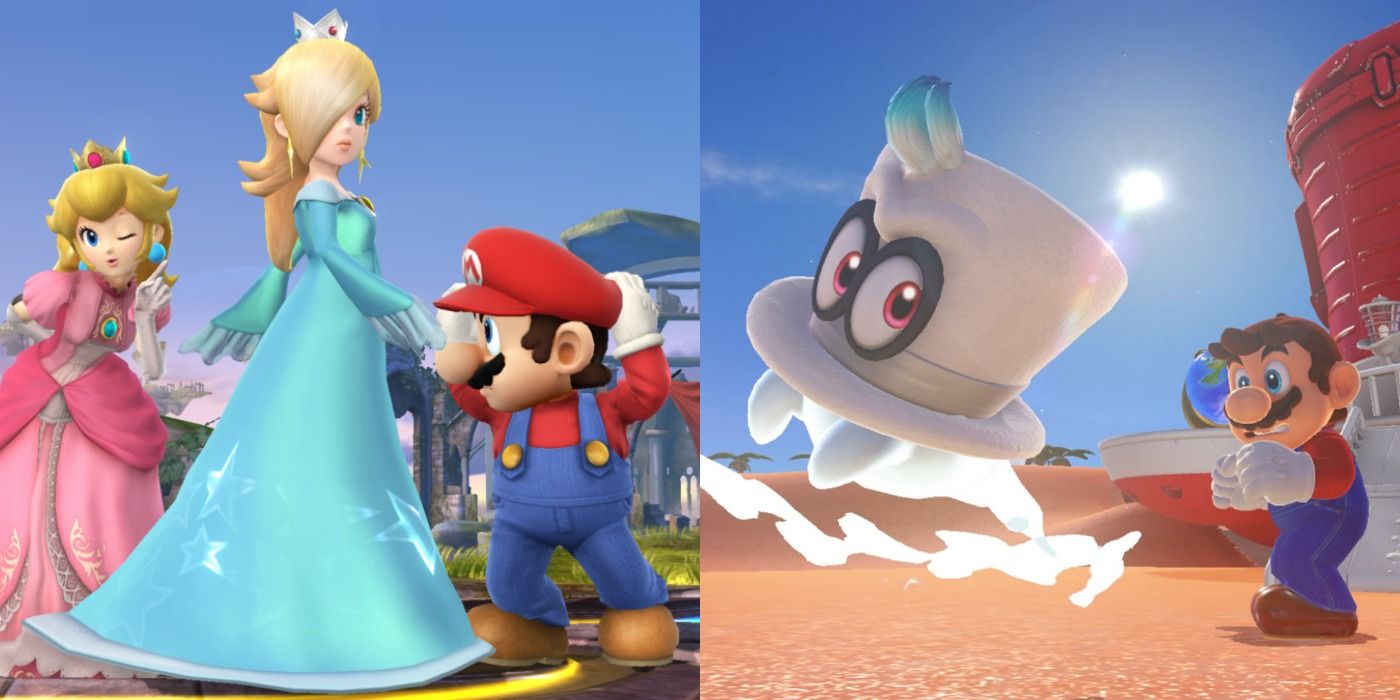 Mario, Rosalina and Peach in Super Smash Bros. Ultimate and Mario and Cappy in Super Mario Odyssey