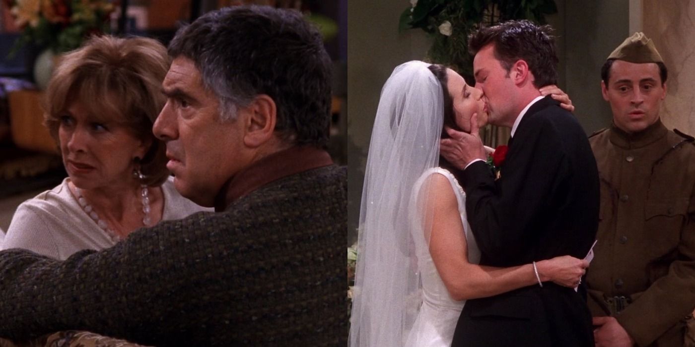 Jack and Judy on left, Monica and Chandler on right in Friends