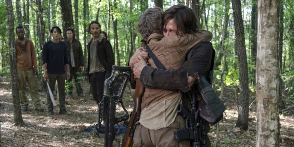 Daryl and Carol hug in reunion