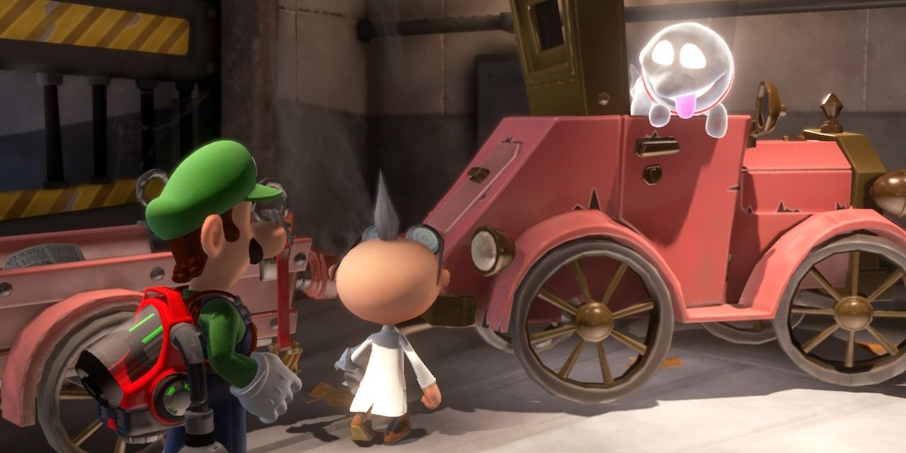 Professor E. Gadd and Luigi in Luigi's Mansion 3