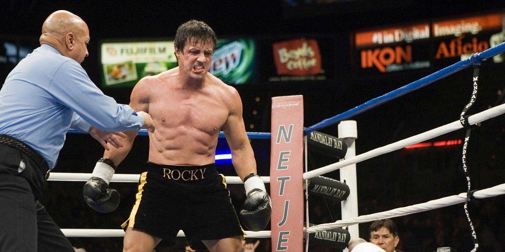 Rocky in ring with ref in Rocky Balboa