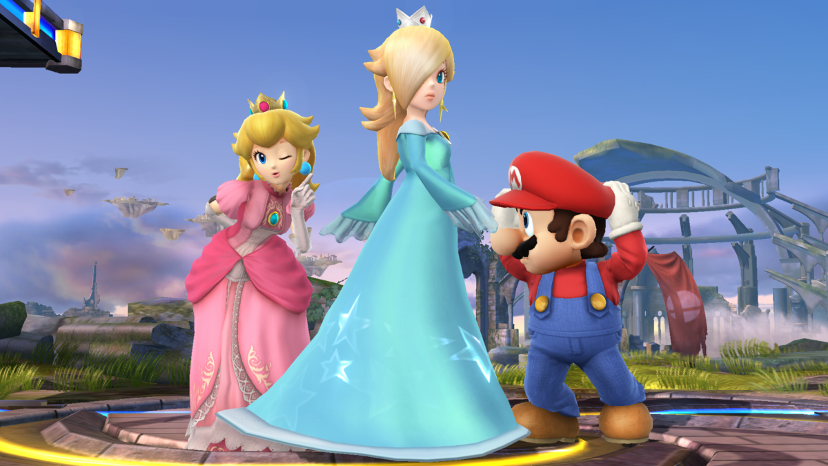 Rosalina, Peach and Mario in Super Smash Bros. Ultimate