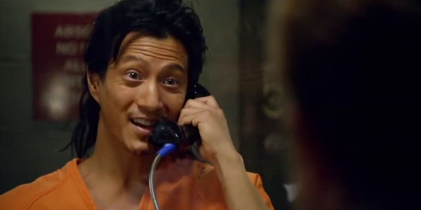 Sang Min on the phone during a prison visit in Hawaii Five-0