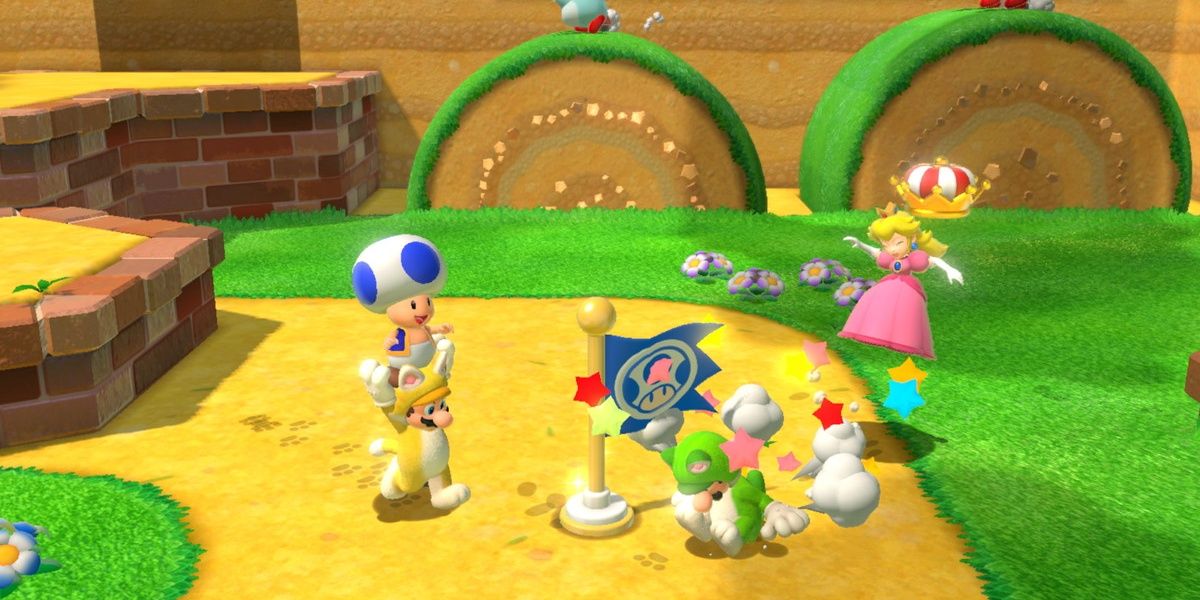 Peach, Mario, Luigi and Toad in Super Mario 3D World