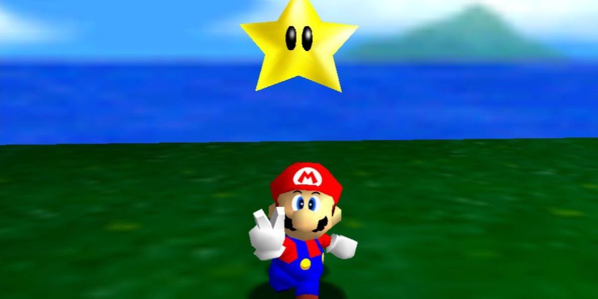 Mario getting a star in Super Mario 64