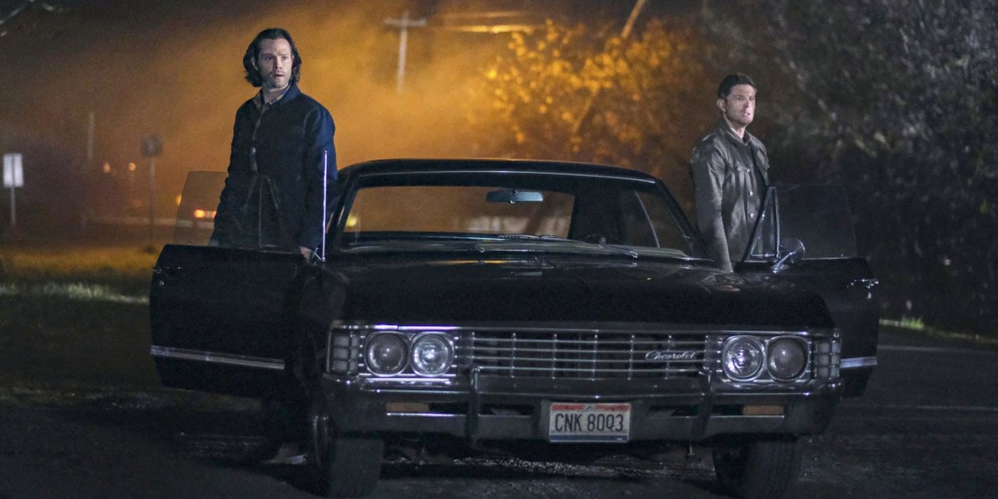 Sam and Dean steeping out of their car in Supernatural