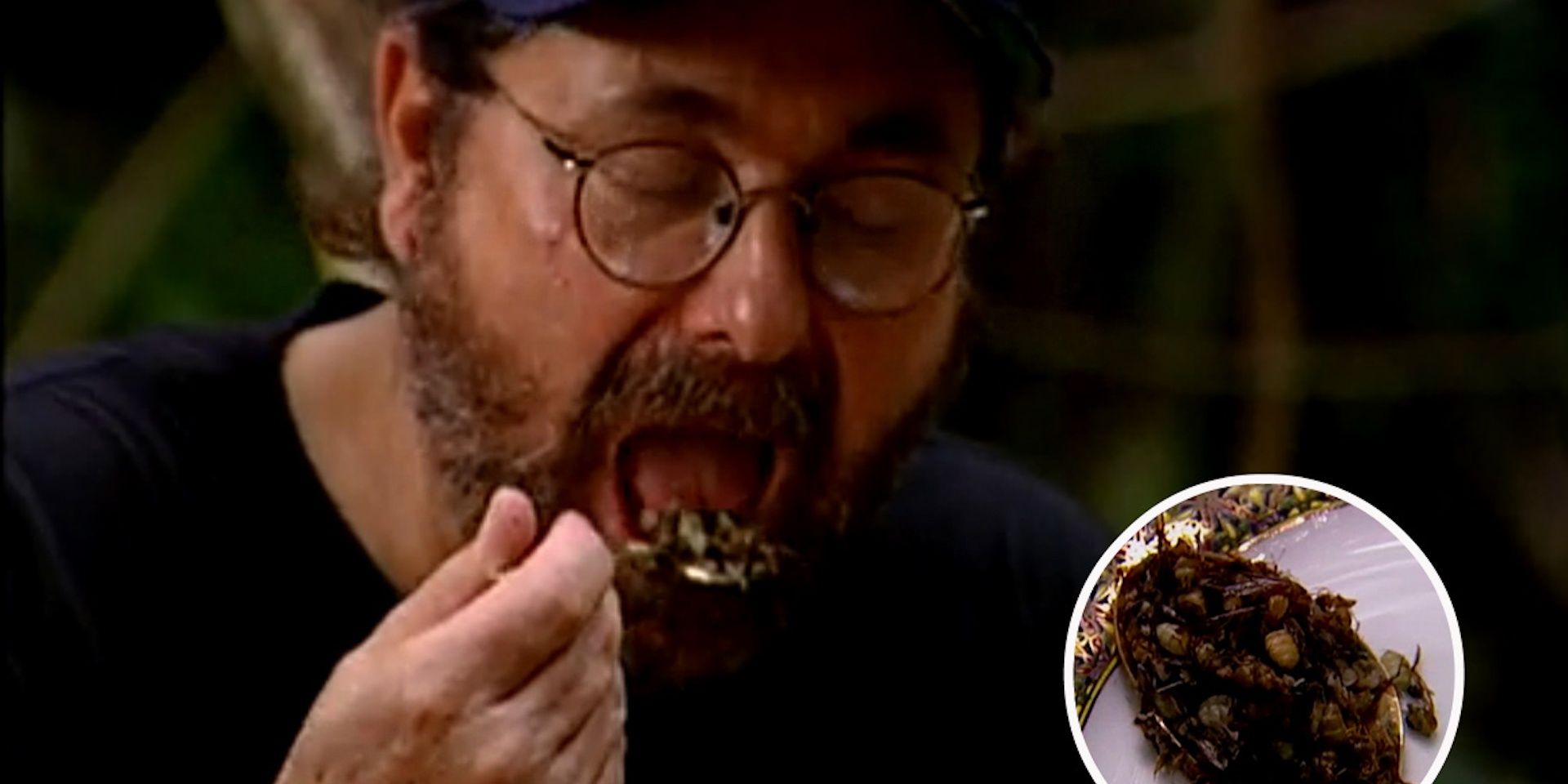 A man swallows a spoonful of ants