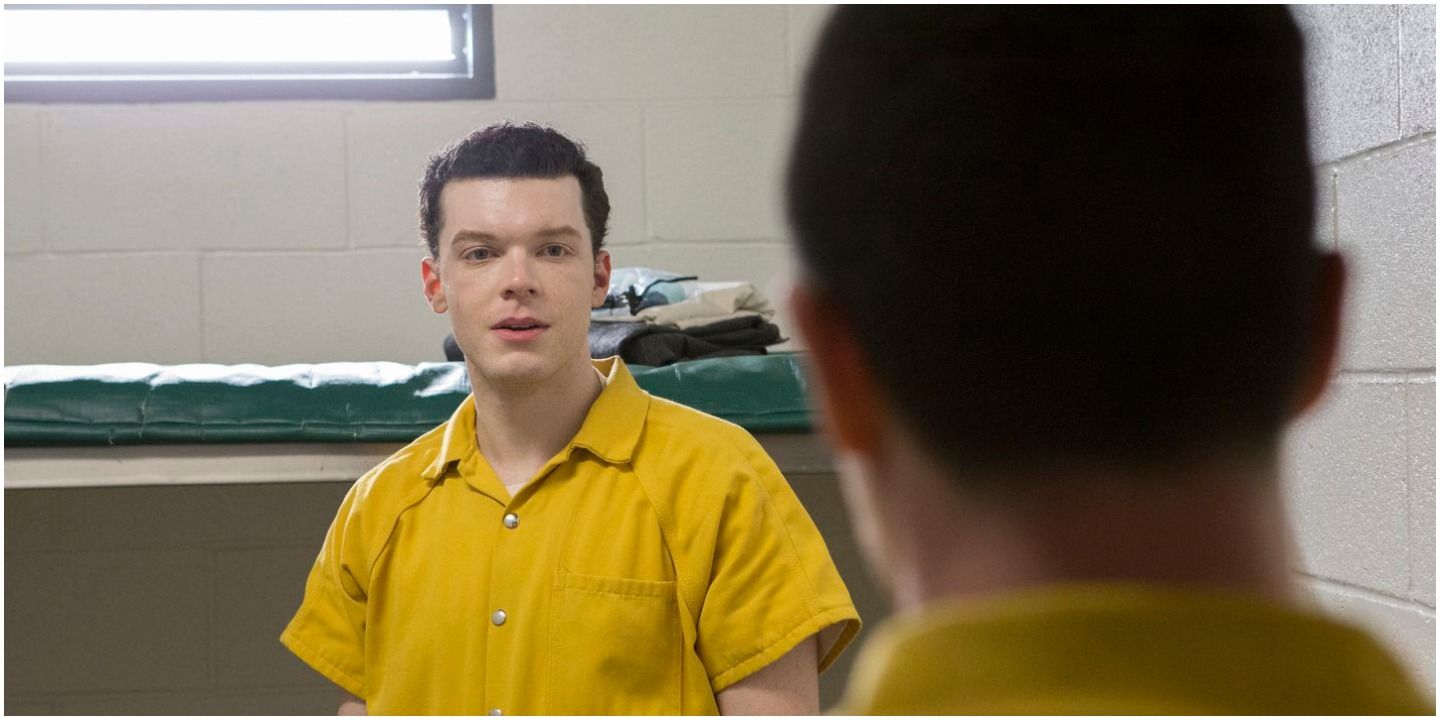 Ian Gallagher looks at Mikey in jail