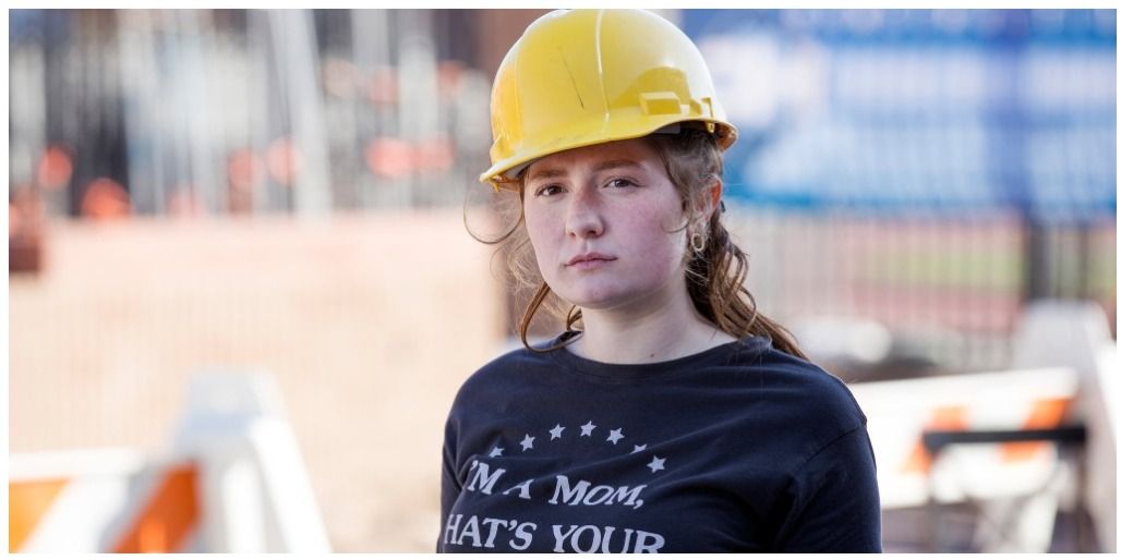 Debbie Gallagher in a hard hat
