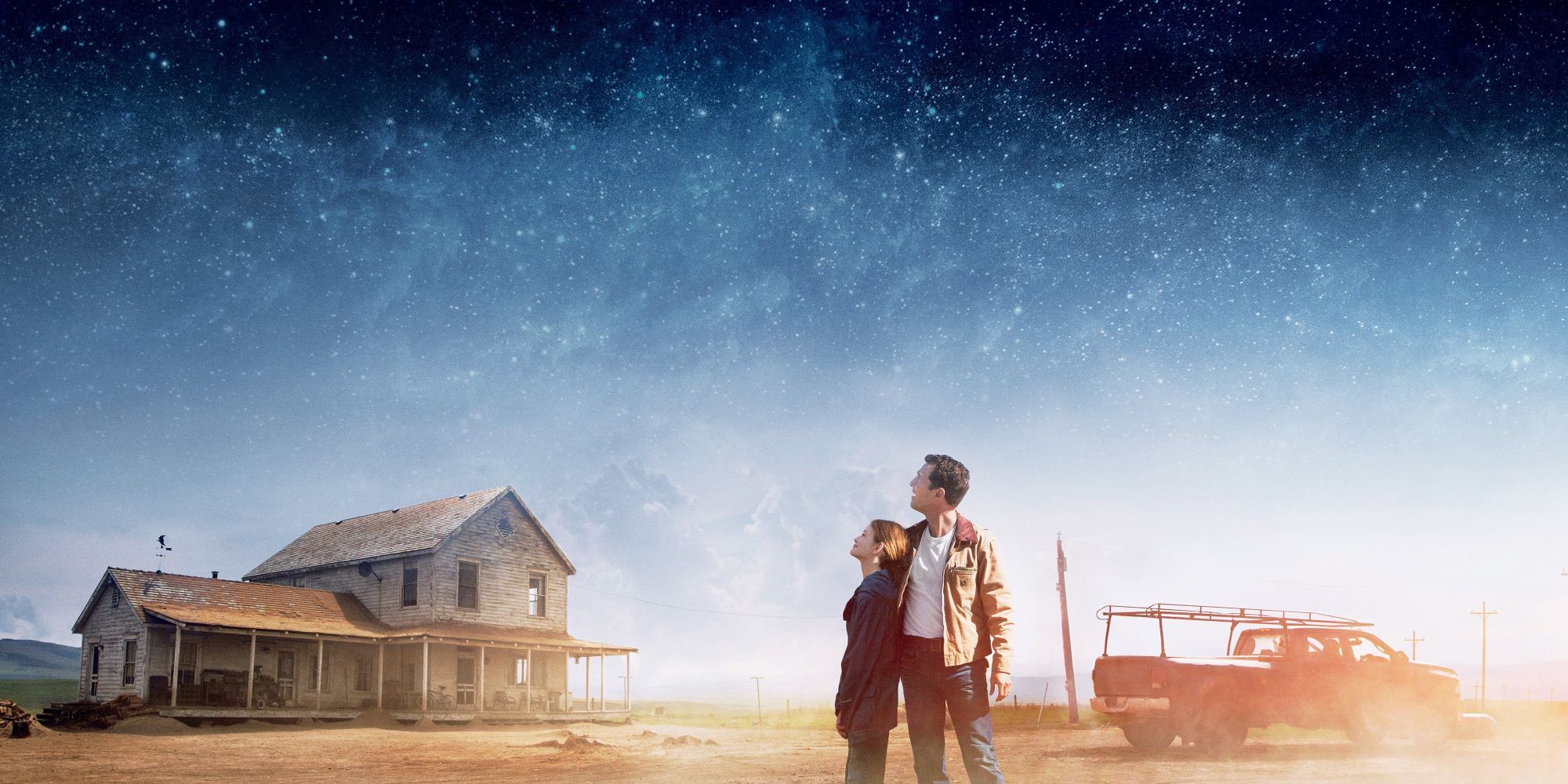 Cooper and Murphy look up to the sky in Interstellar