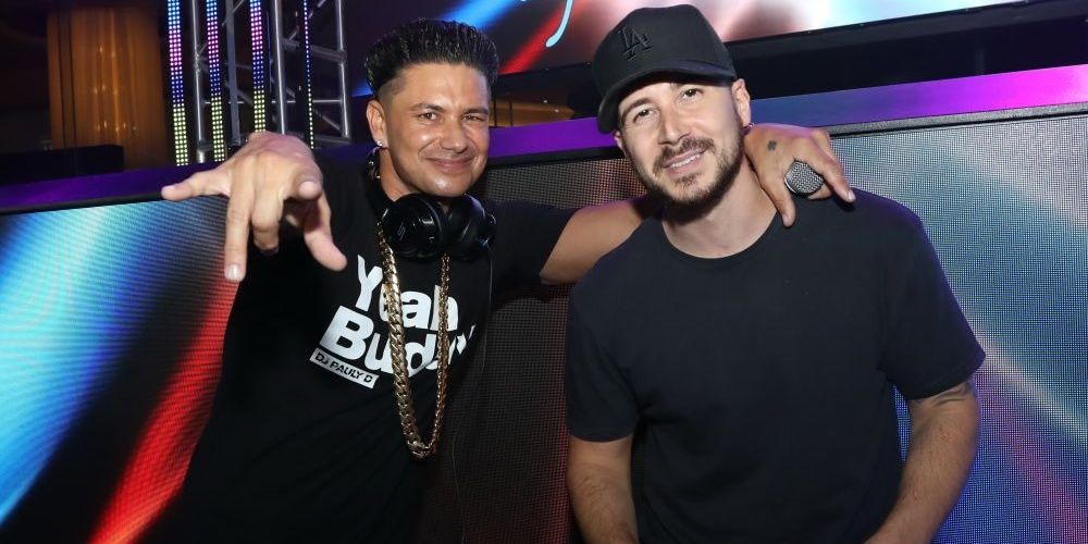 An image of DJ Paul and Vinny posing in the club on Double Shot At Love With DJ Pauly D &amp; Vinny