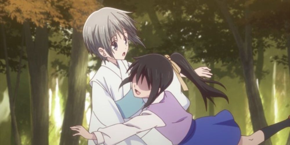 A young Yuki getting bumped into by a girl.