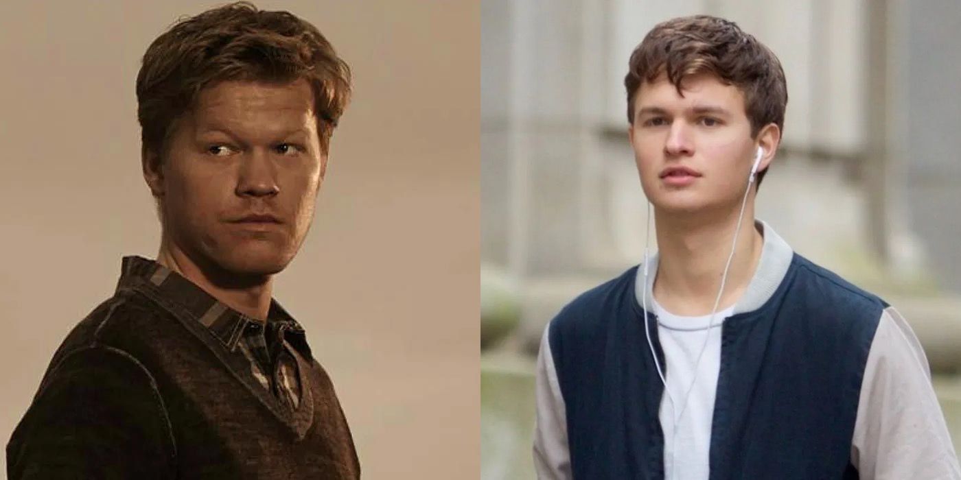 Split image of Todd and Ansel Elgort in Baby Driver