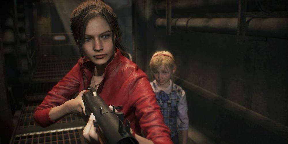 Claire and Sherry in Resident Evil