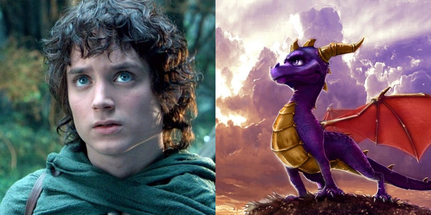 Split image of Elijah Wood in Lord of the Rings and The Legend Of Spyro