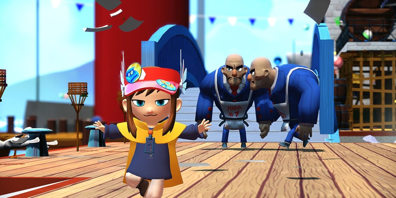 The Hat Kid running from enemies in A Hat In Time