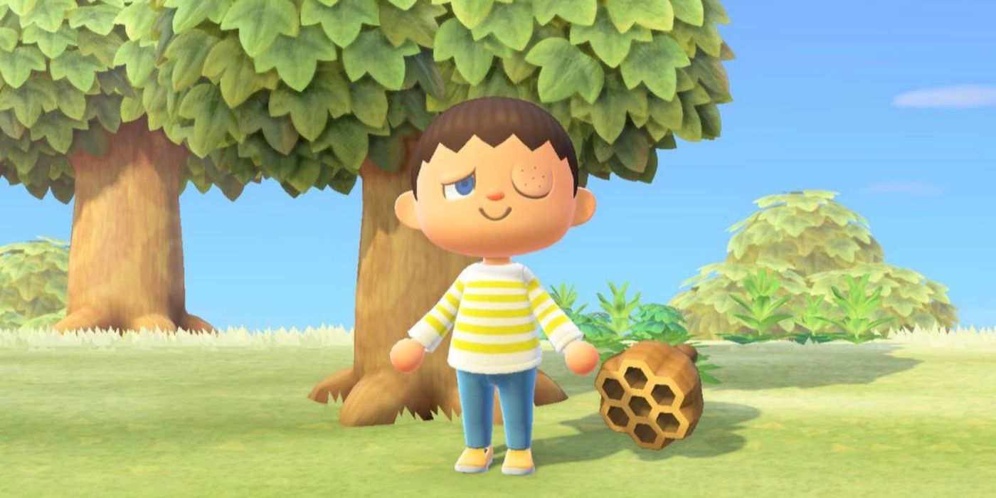 A player after being stung by wasps in Animal Crossing New Horizons