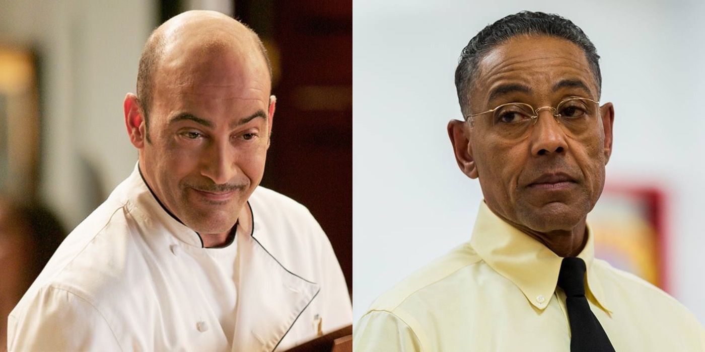 Split image of Artie and Gus Fring in Breaking Bad