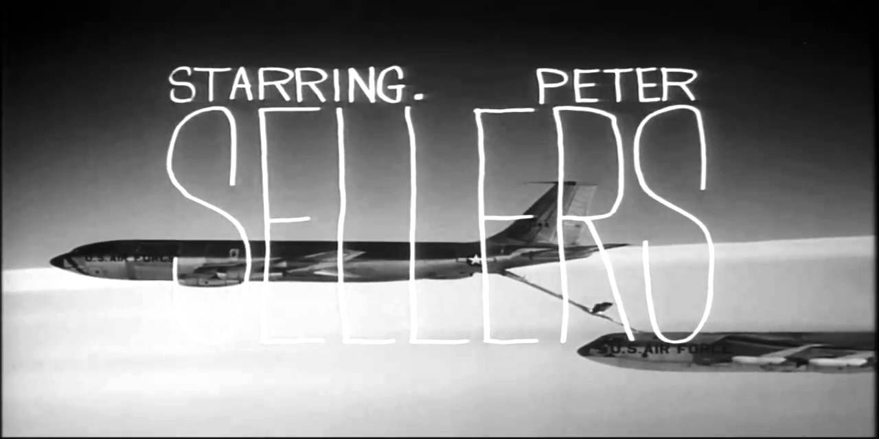 Pablo Ferro’s signature hand lettering in front of a B-52 being refuelled in Dr. Strangelove opening credits