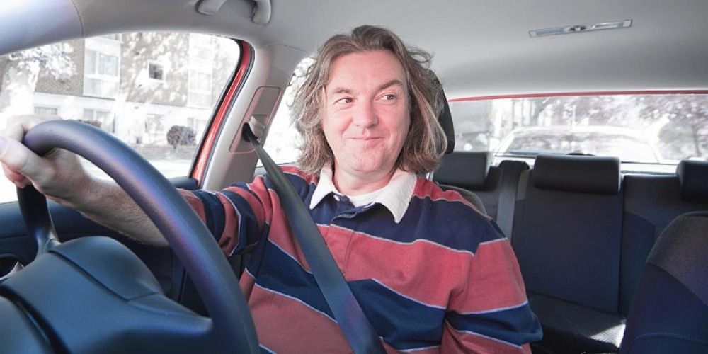 An image of James May driving a car in Top Gear