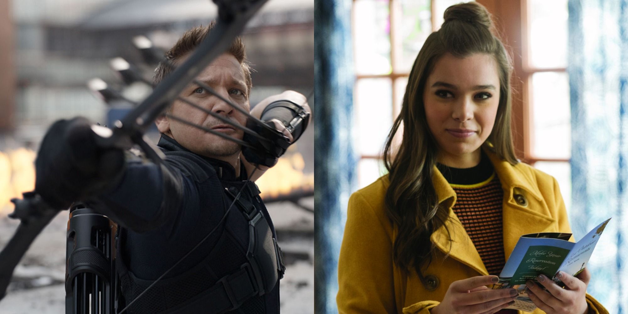 An image of Jeremy Renner in the Avengers and Hailee Steinfeld in Pitch Perfect